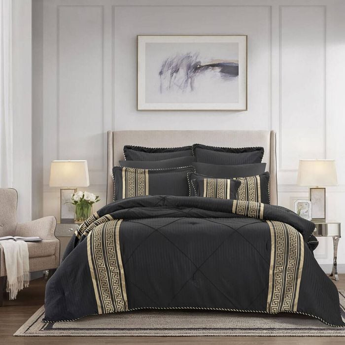 6pc Bianca Raffaello Super King Black Polyester Comforter Set