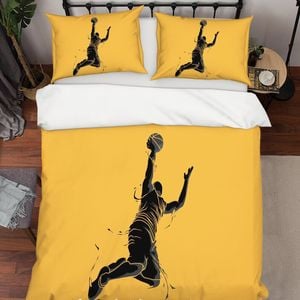 3D Yellow Basketball Player Dunk Quilt Cover Set Bedding Set Pillowcases 16