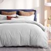 LINENOVA 100% Pure Cotton Quilt Cover Set - Queen,Grey