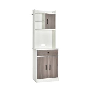 Costway 2 Door Tall Display Cabinet Pantry Cabinet 5 Adjustable Shelves Kitchen Bathroom Laundry White