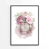 Elegant Fashion Bottle with Pink Flowers Print 100% Australian Made 60x90cm (Poster)