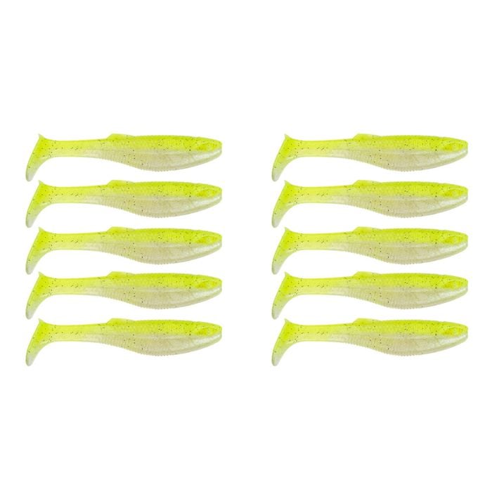 2x 5PK 4In Rapala Crush City Heavy Hitter Plastic Paddle Tail Lures -Neon Pearl