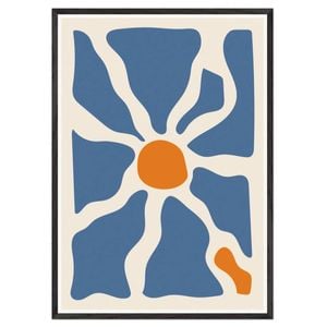 Galrie Stunning Bold Abstract Sun and Waves Art Print for Modern Interiors for Home Decor, Black Frame, 70 x 100cm (28 x 40inch)