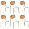 Oikiture 6PCS Dining Chair Accent Chairs Rattan Furniture Sherpa White