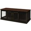 Paws and Willow Open Plan Night Sky with Espresso Top  Wooden Dog Crate Barn Doors with Mesh