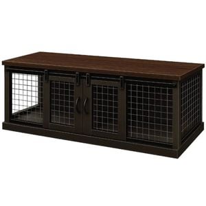 Paws and Willow Open Plan Night Sky with Espresso Top  Wooden Dog Crate Barn Doors with Mesh