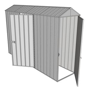 Build-a-Shed 0.8 x 3 x 2.1m Gable Single Hinged Door Shed with Single Hinged Side Door - Zinc