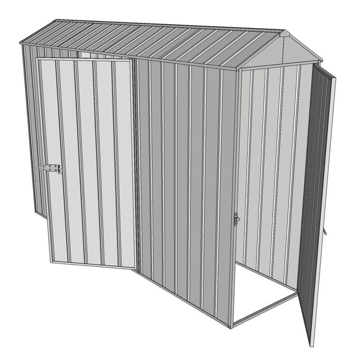 Build-a-Shed 0.8 x 3 x 2.1m Gable Single Hinged Door Shed with Single Hinged Side Door - Zinc