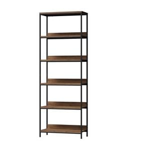 Oikiture Display Shelf 5 Tier Bookshelf Storage Shelves Black and Walnut
