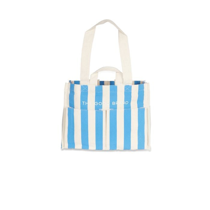 The Good Brand Cotton Everyday Tote Bag 40cm - Bright Blue Stripe