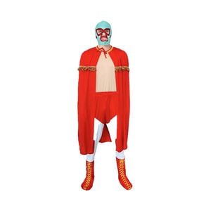 More Than Party Adult Macho Costume Superhero Style Mask Cape Jumpsuit L/XL
