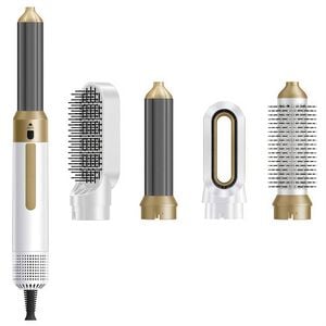 Catzon 5in1 Magic Hair Dryer Brush Styler Set for All Hair Types-WhiteGold