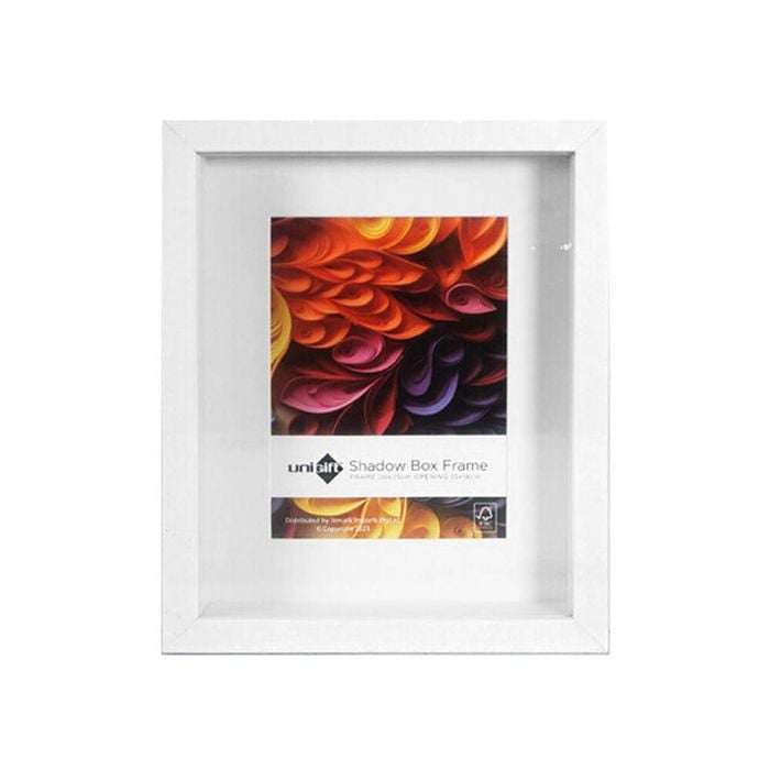 Unigift Shadow Box Wooden/Glass Picture Photo Frame 20x25cm/13x18cm White