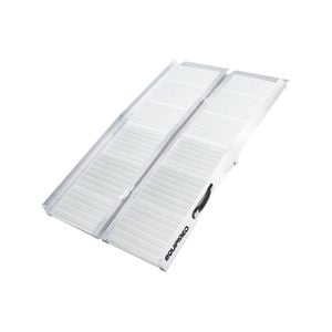 EQUIPMED 123cm Portable Folding Aluminium Access Ramp 272kg Rated, Silver, for Wheelchair, Mobility Scooter
