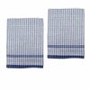 Hotel Living Set Of 2 Jumbo Cotton Check Tea Towels 60x90cm Navy