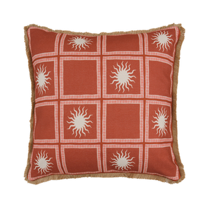 Mimosa 48cm x 48cm Mediterranean Check Red Outdoor Cushion