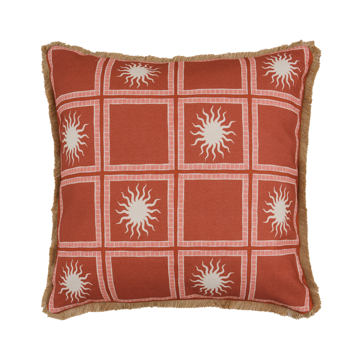 Mimosa 48cm x 48cm Mediterranean Check Red Outdoor Cushion