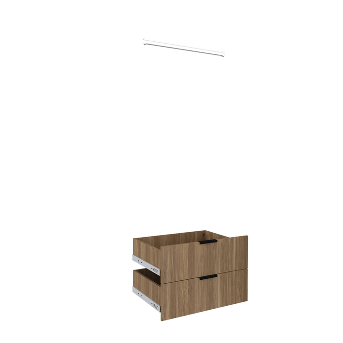 Lugna Cove 2 Drawer 1 Hangrail Insert Kit - Fits 750 x 580mm Cabinet Shell