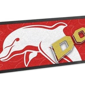 NRL Logo Bar Runner - Dolphins - Bar Mat - 25cm x 90cm