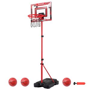Everfit 2 in 1 Kids Basketball Hoop Adjustable Stand Over Door Electronic Scoreboard 107-188cm Red