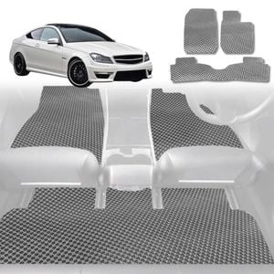 6D Diamond Car Floor Mats for Mercedes-Benz C-Class Coupe (W204)2007-2014-Full Set-Grey-Outback GT