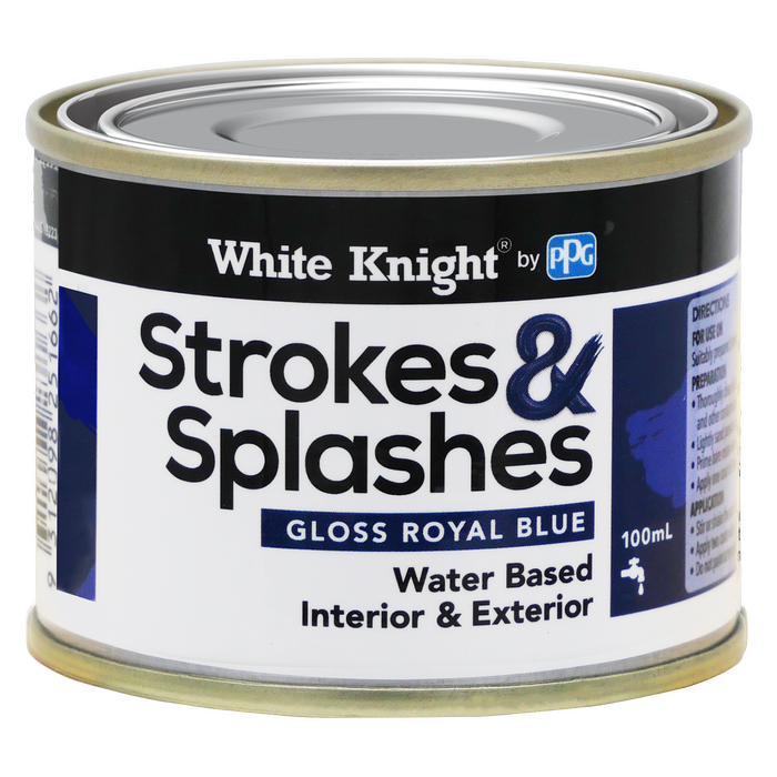 White Knight 100ml Royal Blue Strokes And Splashes Paint