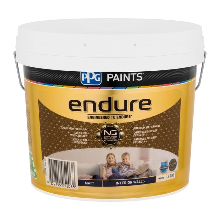 PPG Paints Endure 10L White Matt Interior Wall Paint