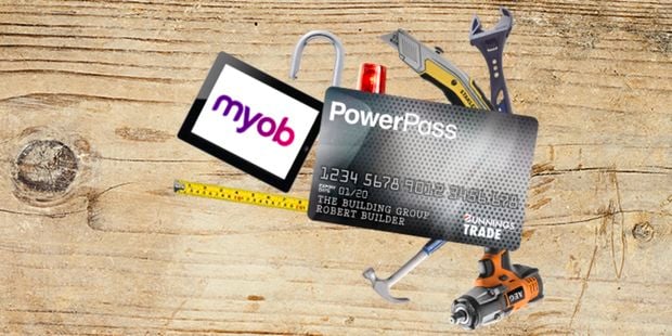 A PowerPass card with various tools splayed out behind it, framing the PowerPass card as a Swiss army tool