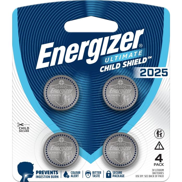 Energizer UltimateChild Shield CR2025 Batteries ( Pack), 4 Pack