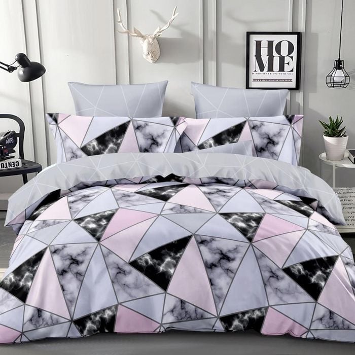 Dreamfields Super King Marble Geometric Design Quilt/Duvet/Doona Cover Set