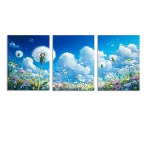 3pcs White Dandelion Print 100% Australian Made 3 x 40x60cm (Metal Print)