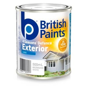 British Paints 4 Seasons Gloss White Exterior Paint - 500ml
