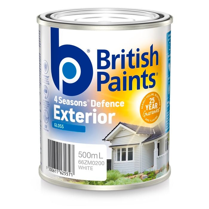 British Paints 4 Seasons Gloss White Exterior Paint - 500ml