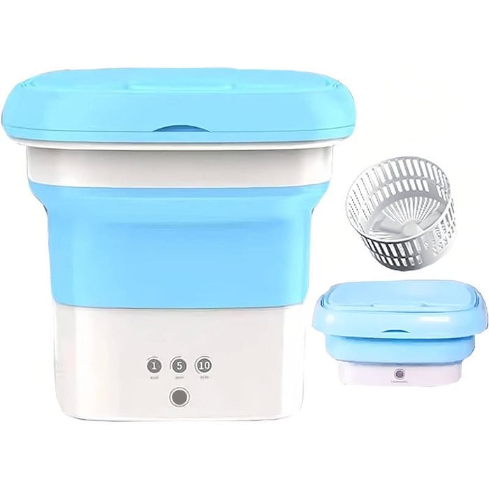 Catzon Portable Washing Machine 6.5L Foldable Mini Laundry with Drain-Blue