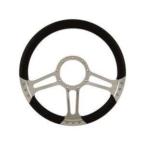 Cal Custom 14" Boost Billet Aluminium 9 Bolt Steering Wheel Black Leather Full-Wrap