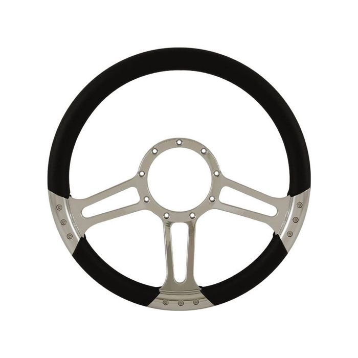 Cal Custom 14" Boost Billet Aluminium 9 Bolt Steering Wheel Black Leather Full-Wrap