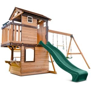 Lifespan Kids Darlington Swing Set Cubby Play Centre With 2.2m Green Slide
