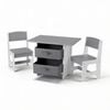 Keezi Kids Table and 2 Chairs Set Wooden Activity Table wit 2 Storage Drawers Grey