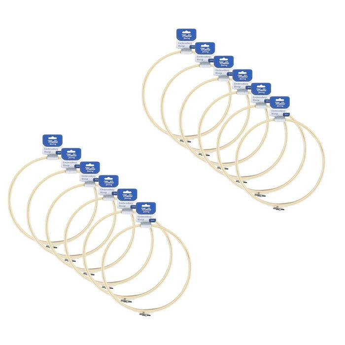 12pk Malli Sewing Round Wooden Embroidery/cross Stitch Fabric Hoop 25cm Brown