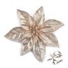 Catzon 12 Pcs Glitter Christmas Flowers with Clips Artificial Poinsettia-Champagne
