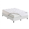 Zinus Queen Fabric Bed Base Ensemble & Essential Bonnell Inner Spring Mattress Set with Quilted Pillowtop Mattress Topper