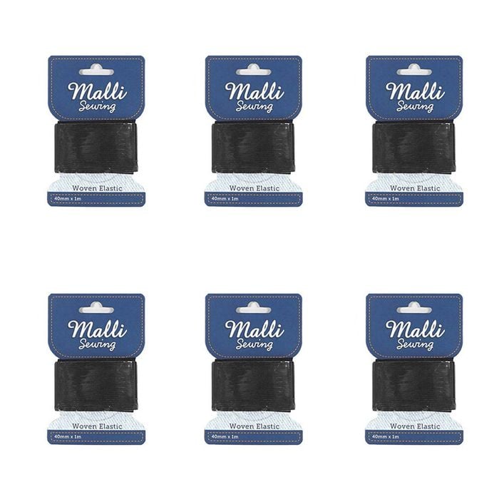 6pk Malli Sewing Soft Elastic Band Flexible Diy Sewing Cord 40mm X 1m Assorted