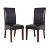 2x Wooden Frame Brown PU Leather Dining Chairs with Solid Pine Legs
