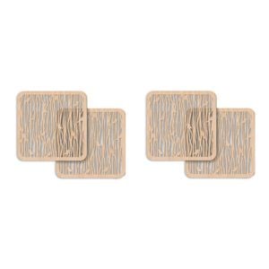 4pc Nord Deco Wooden Coaster Kitchen Table Decor Set Small Birds 10x10x0.3cm