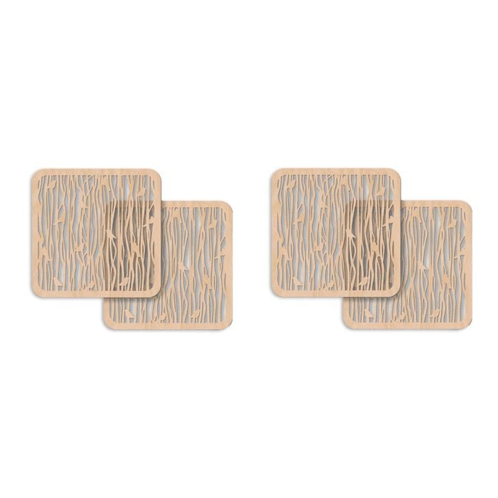 4pc Nord Deco Wooden Coaster Kitchen Table Decor Set Small Birds 10x10x0.3cm