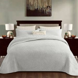 Bloomington 100% Cotton Coverlet Set Floral White Queen