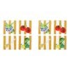 2x 4pc Porto Beige Stripe & Florence Food Rectangle Coasters 10cm