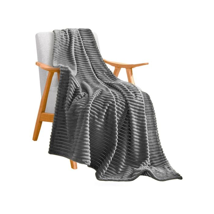 SOGA Grey Throw Blanket – Warm Thin Flannel Fleece