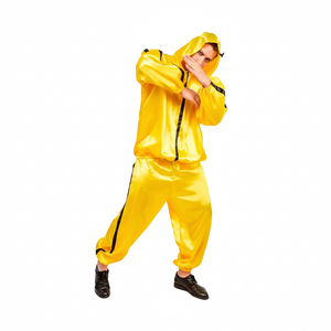 More Than Party Rapper Costume Yellow Shiny Hooded Jacket And Pants L/XL