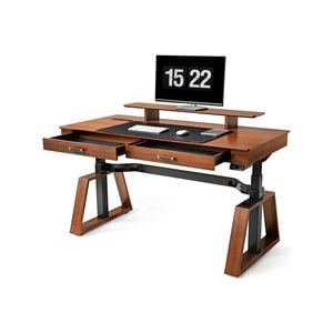 Eureka TX63 Trapezoid-Leg Two-Drawer Electric Standing Desk - Walnut *1PC/2CTNS